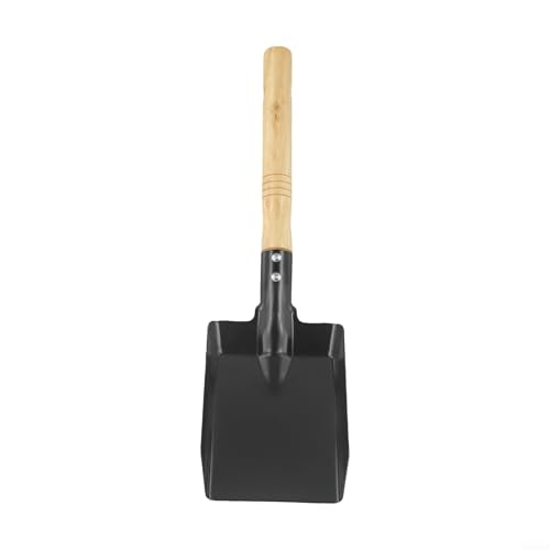 TDCuizent Pala de hierro para chimenea, herramienta de limpieza de chimenea con mango de madera, recogedor de acero de 38 cm para eliminación de cenizas, chimenea, estufa, parrilla, multiusos, uso en