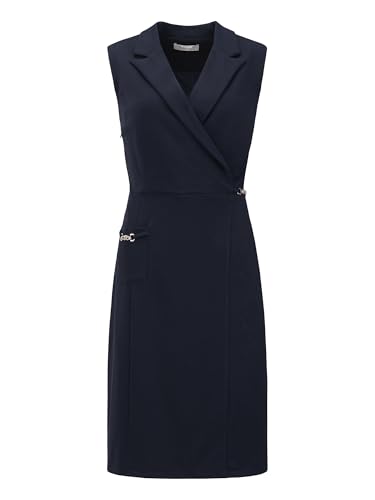 Women's Sleeveless Pencil Dress Notched Lapel Faux Wrap 2025 Formal Business Work Dresses