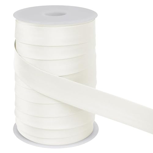 Satin Bias Tape Double Fold 1 Inch x 55 Yards, Bias Tape for Sewing, Polyester Quilt Binding Tape, Piping Trim Fabric Tape for Hemming, Seaming, DIY Crafts (Off-White)