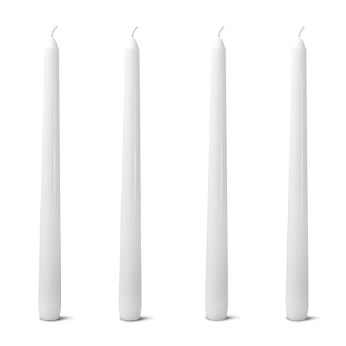 CANDLESEE 4 Pack White Taper CandlesTaper Candles 10 Inch DriplessUnscented & Smokeless Candlesticks Bulk7-8 Hours Long Burning Tall CandlesIdeal for Christmas Weddings Parties Dinner