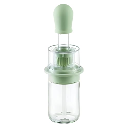 Image of Glass Olive Oil Dispenser Bottle with Silicone Brush Droper Silicone Dropper Measuring Oil Dispenser Bottle for Kitchen Cooking Baking BBQ (Pack of 1, 180 ml)