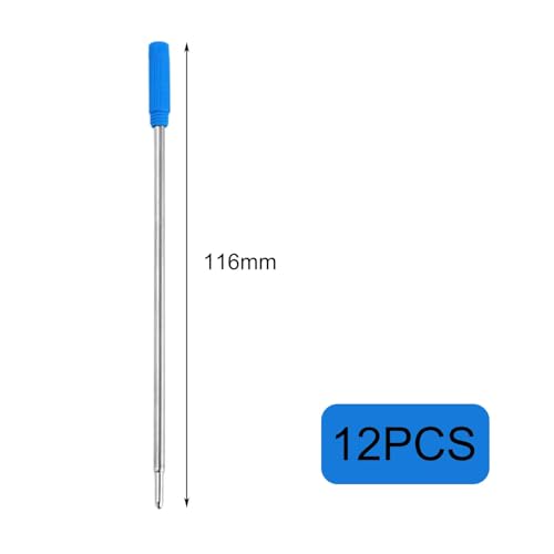 peiqiup Metall Kugelschreiberminen (12 Stück), Kugelschreiber Minen, Rundspitze, glattes Schreiben, Für Büro Schule Zuhause, Die Länge beträgt 11,6 cm, Blau