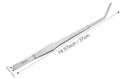 FEITA Extra Long 15 Inch Tweezer Stainless Steel Curved Tip for Aquarium Fishtank Aquascaping Tools, Aquarium Fishtank, Mega Reptile Feeding Tongs
