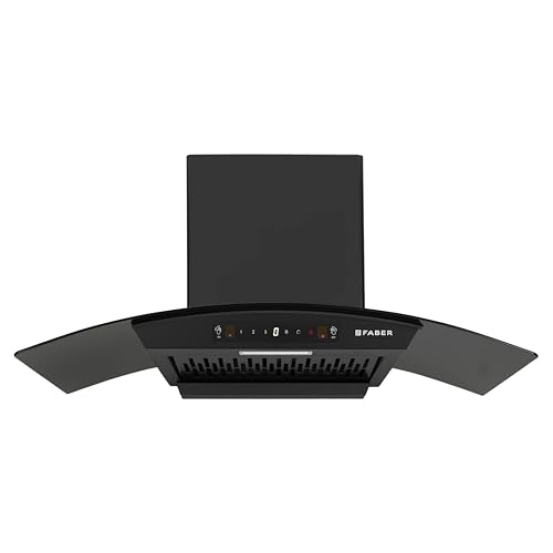 Faber 90 cm 1200 m³/hr Autoclean Curved Chimney| Black Filterless with Oil Collector |8 Yrs Motor & 2Yrs Comprehensive Warranty by Faber | Touch & Gesture Control | Hood Venice IN HC SC FL BK 90