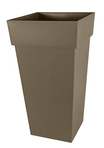 EDA - Pot de Fleur Carré Haut XXL Toscane - Volume 98 L - 43,3 x 43,3 x H.80 cm, Taupe