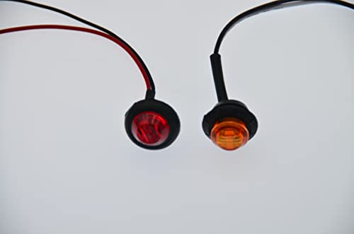 Maxhanest (Pack Of 20) 3/4 Inch Mini Round 10 Amber + 10 Red Led Bullet Side Marker Clearance Lamp Indicator Light Flush Mount Kit Waterproof Camper Truck Boat Bus Pickup Trailer 12V Dc Universal #TOP3