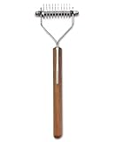 Mars Coat King Blunt Dematting Undercoat Grooming Rake Stripper Tool for Dogs and Cats, Stainless Steel with Wooden Handle, Made in Germany, 10-Blade