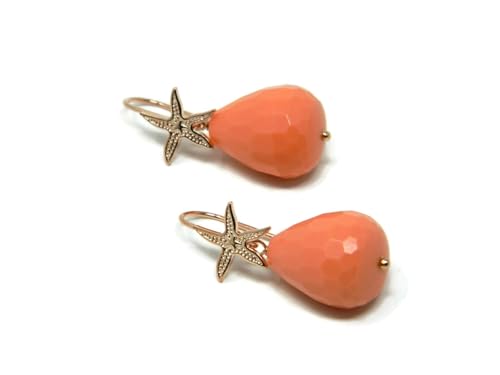 Boucles d'oreilles étoile de mer argent rose et corail saumon hypoallergéniques et légères