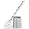 Y-in Hand Toilet Brush, Toilet Bowl Cleaners Brush with Hidden Holder, Long Handle, Durable PP Bristles, Modern RV Bathroom Accessories, Deep Cleaning, Wall mountable. - Grey