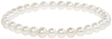 Freshwater Cultured Pearls 8inch Classic Stretch Strand Pearls Bracelet Jewelry for Women and Girls (Choice of Size and Colors) (white, 4.0-5.0mm)