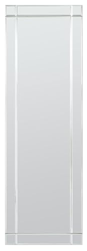 Home Selections Full Length Bevelled Glass Mirror, 44" x 14" (110 x 35 CM), Frameless Rectangle Wall Mirror, Hangs Horizontally or Vertically