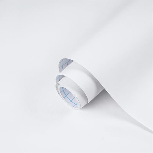 Dimoon 17.7''x118'' Peel and Stick Wallpaper White Contact Paper for New Environmentally Friendly Materials Thickening Upgrade Embossed Renter Friendly Wall Paper Modern Vinyl Wrap Countertop Bedroom