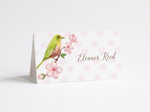 Cartes de placement oiseau vert pour placer facilement vos invités avec élégance