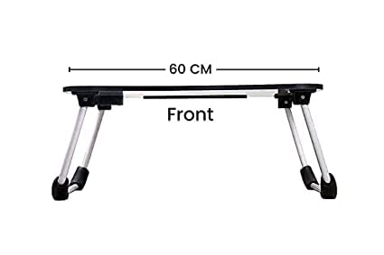 Image of Foldable Wooden Laptop Bed Tray Table, Multifunction Lap Tablet Desk with Cup Holder, Perfect for Eating Breakfast, Reading Book, Working, Watching Movie On Bed (Marble Dark)