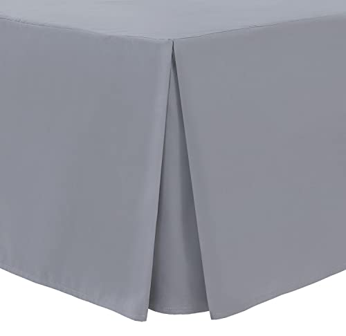 Linen Home Faldón plisado de cama tipo caja gris para cama doble, sábana cenefa, microfibra suave cepillada de fácil cuidado sin necesidad de planchado (tamaño doble, gris)