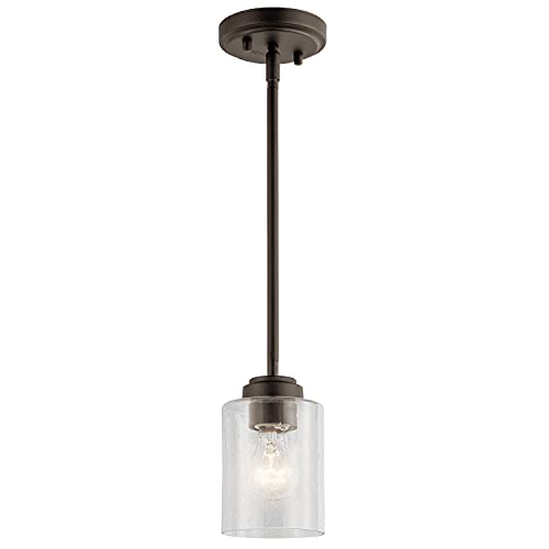 Flash Deals - 50% OFF KICHLER Winslow 7" 1 Light Mini Pendant with Clear Seeded Glass in Olde Bronze®