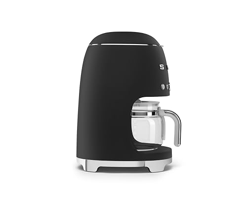 Smeg DCF02BLMUK Retro 50s Style 1.4L Drip Coffee Machine, Auto Start, Keep Warm Function, Black