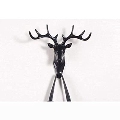 Image of Decorative Deer Head Wall Hook - Antler Design Metal Wall Mounted Hook for Keys, Bags & Towels | Strong Single Hanger for Home, Office & Entryway | Stylish Black Durable Wall Hook