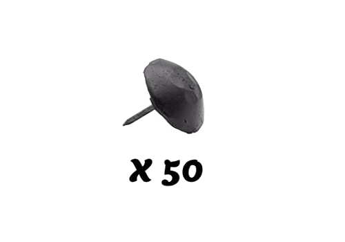 Rustic Clavos 50-Pack Decorative Nail Heads Bolts Hand Forged Hammered Iron Nails Matte Black Finish Door Round Furniture Tacks for Gates, Barn Doors, Cabinets, Shutters (1.75 Inch, Matte Black) by Fiesta Brands - Image 4