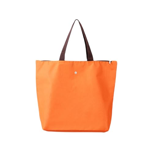 INCAUCA Reusable Grocery Tote Bag Foldable, Large Shoulder Tote Bag for Women Work with Zipper, Oxford Cloth Waterproof Shopping Beach Handbag for Gym Travel Vacation Overnight, Orange