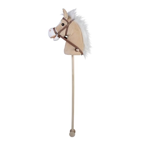 Hobby horse peluche beige Engelhart de 95 cm avec roulettes pour enfant