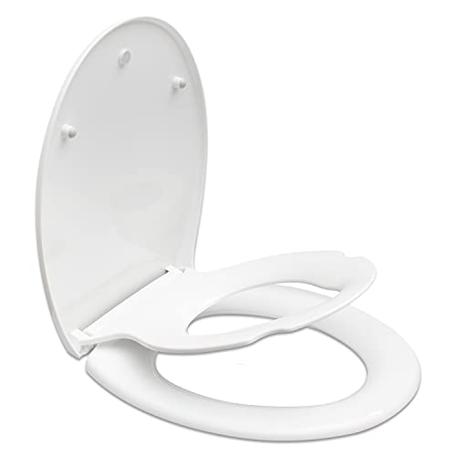 Asiento de inodoro familiar con asiento de niño integrado, asiento de inodoro extraíble para entrenamiento de orinal para niño con liberación rápida y fijación superior, forma de O Cover