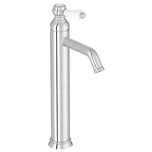 Jacob Delafon - Mitigeur lavabo bec haut Louise - Design Rétro, poignée céramique - Économie d’eau - 17x36,2x5,5 cm - Finition Chrome - E24361-CP