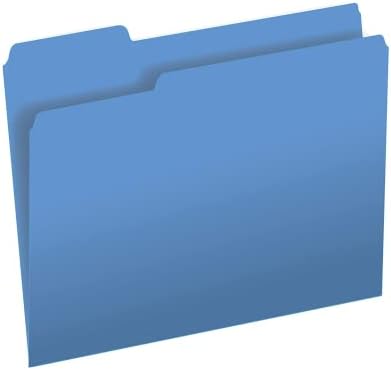 The File King 1/3-Cut Top Tab Blue File Folder - Letter Size | Box of 100 | Made in America | Assorted Tab Positions | 11-Point Fiber | Organize Home & Office Papers