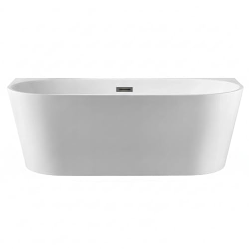 Balneo Baignoire îlot 214 L - Baignoire adossée au mur design moderne avec bonde Click-Clack noire - Bain îlot contre mur 150 x 75 cm, Acrylique 3,5 mm pour meilleure rétention de chaleur