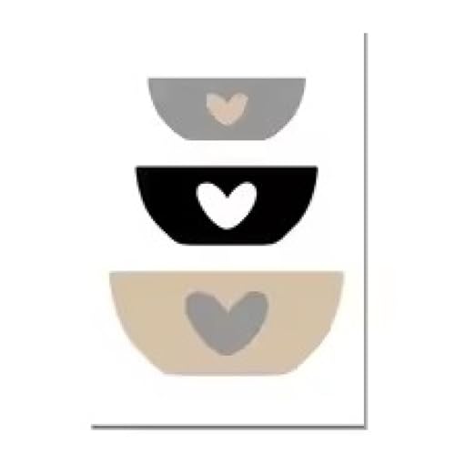 Tableau cuisine tasses à café et couverts poster mural moderne avec cadre 21x30 cm - 3