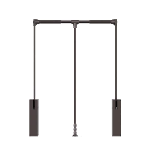 Barre de penderie escamotable réglable marron et rail de rangement dressing - 2