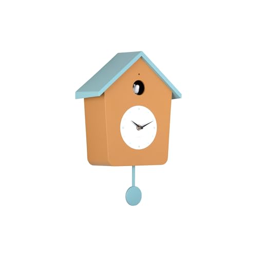 Karlsson Cuckoo Light Wall Clock in Ochre Yellow & Misty Blue with Pendulum