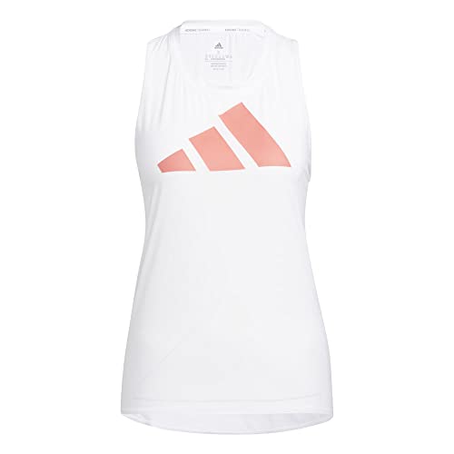 adidas Women's 3-Stripes Logo Tank Top, White/Semi Turbo, Small