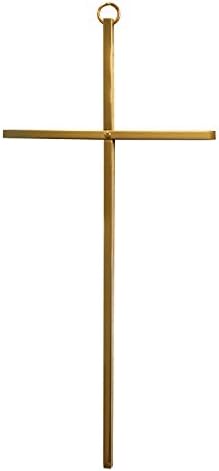 10" Wall Cross Great Gift for Baptism, First Communion, Confirmation, Weddings | Simple Christian Home Décor | Made in the USA (Brass-tone Cross)