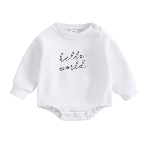 Image of VISGOGO Newborn Infant Baby Boy Girls Oversized Romper Little Dude Sweater Onesie Coming Home Outfit Neutral Clothes