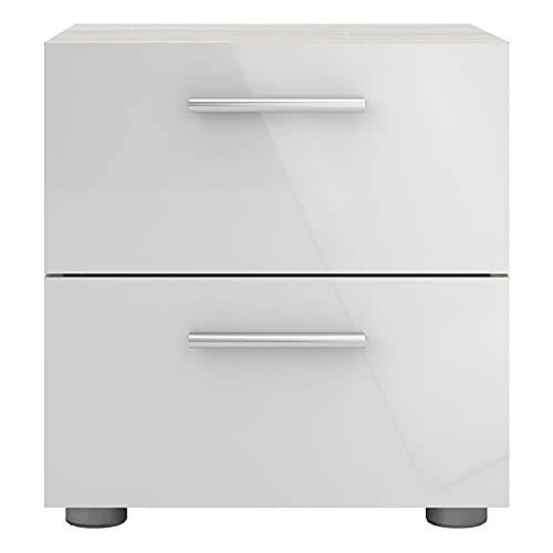 Tvilum Austin 2 Drawer Nightstand, Oak Structure/White High Gloss #TOP1