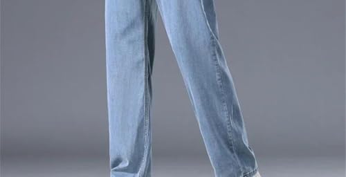 Men's Soft Lyocell Jeans, Loose Straight-Leg, Wide-Leg Trousers with a Drawstring Elastic Waist, Plus-Size Trousers3