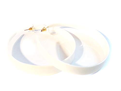 Large Thick White Hoop Earrings 4 inch Hoop Earrings