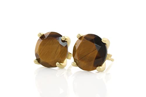 Boucles d'oreilles en oeil de tigre et vermeil d'exception pour femme