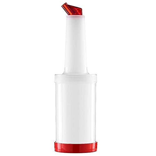 Forgast Distributeur de Serveur | Capacité 1 Litre | Bouteille en Plastique | Rouge | Bouteille doseuse | Professionnel pour Sauce, vinaigre, Huile d'olive, Ketchup, Mayonnaise, Moutarde, BBQ