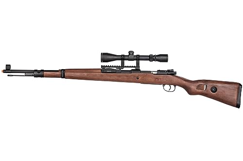GoldenBall WWII Kar 98k Bolt Action Spring Airsoft Rifle with -3-9x40 Magnified Scope, Real Wood