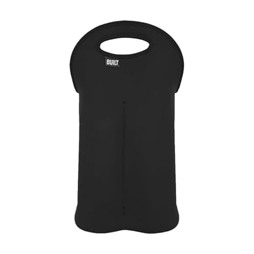 BUILT 2B-BLK 2-Bottle Stain Resistant Neoprene Wine/Water Bottle Carry Tote, Black