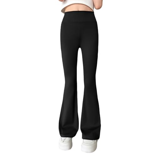 Pantalones de entrenamiento para niñas con corte campana elásticos y ropa de gimnasio