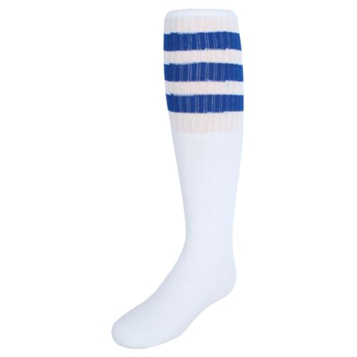 Jefferies Socks Kid's Striped Knee-High Tube Socks (1 Pair), Medium (Shoe Sizes 12-6), Blue