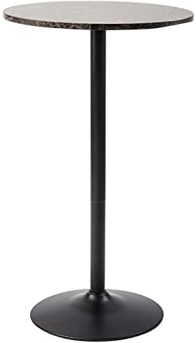 Pearington Round Bar Faux Marble Top and Black Base, 1-Pack Pub Table
