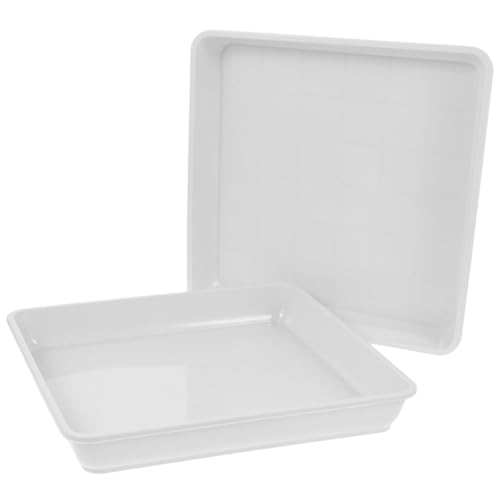 Ciieeo Lot de 2 Soucoupes Carrées 22x22 cm Plateau Plastique Épais pour Pot de Fleurs et Jardinière, Dessous de Plante avec Réservoir d'eau Intérieur...