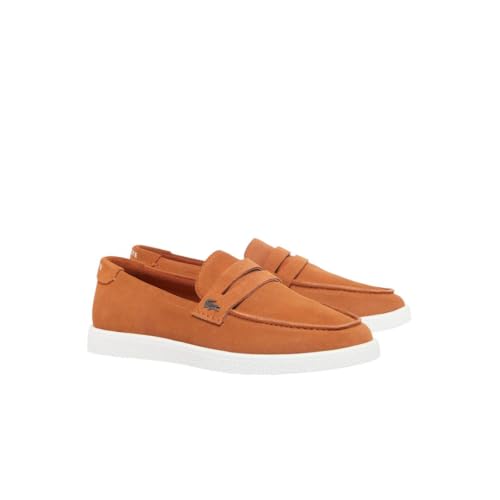 Lacoste Men's Cochet Loafer, Brown/White, 12