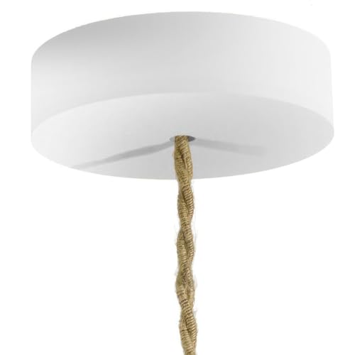creative cables Kit rosone per lampadario da soffitto (legno bianco, Ø 120 mm, 1 foro centrale) – Fissaggio per lampadari e sospensioni singole – Design artigianale e made in Italy