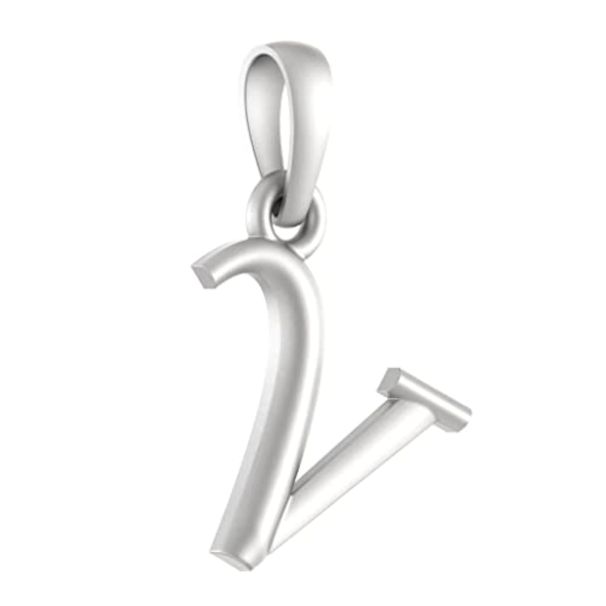 Sterling Silver V Alphabet Chain Pendant Necklace, Designer