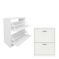 Scarpiera In MDF Melaminico Con Ante A Ribalta - 3 Ante Bianche, Doppia Profondità - Foto 12